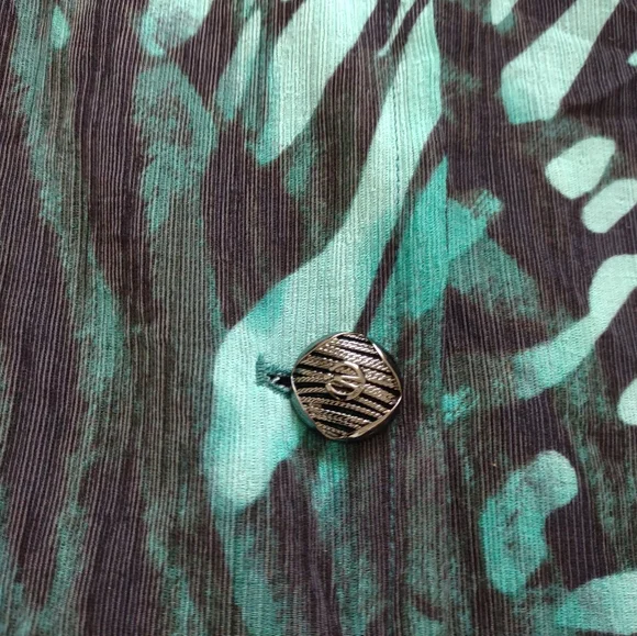 Ming Wang Teal and Black Patterned swing jacket blazer wired collar - Picture 2 of 9